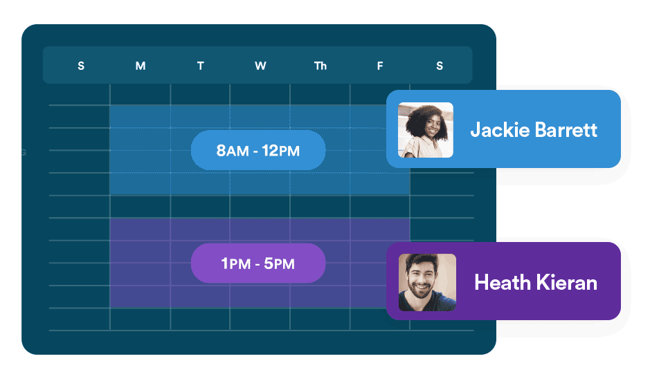 Interface calendar with user schedules example