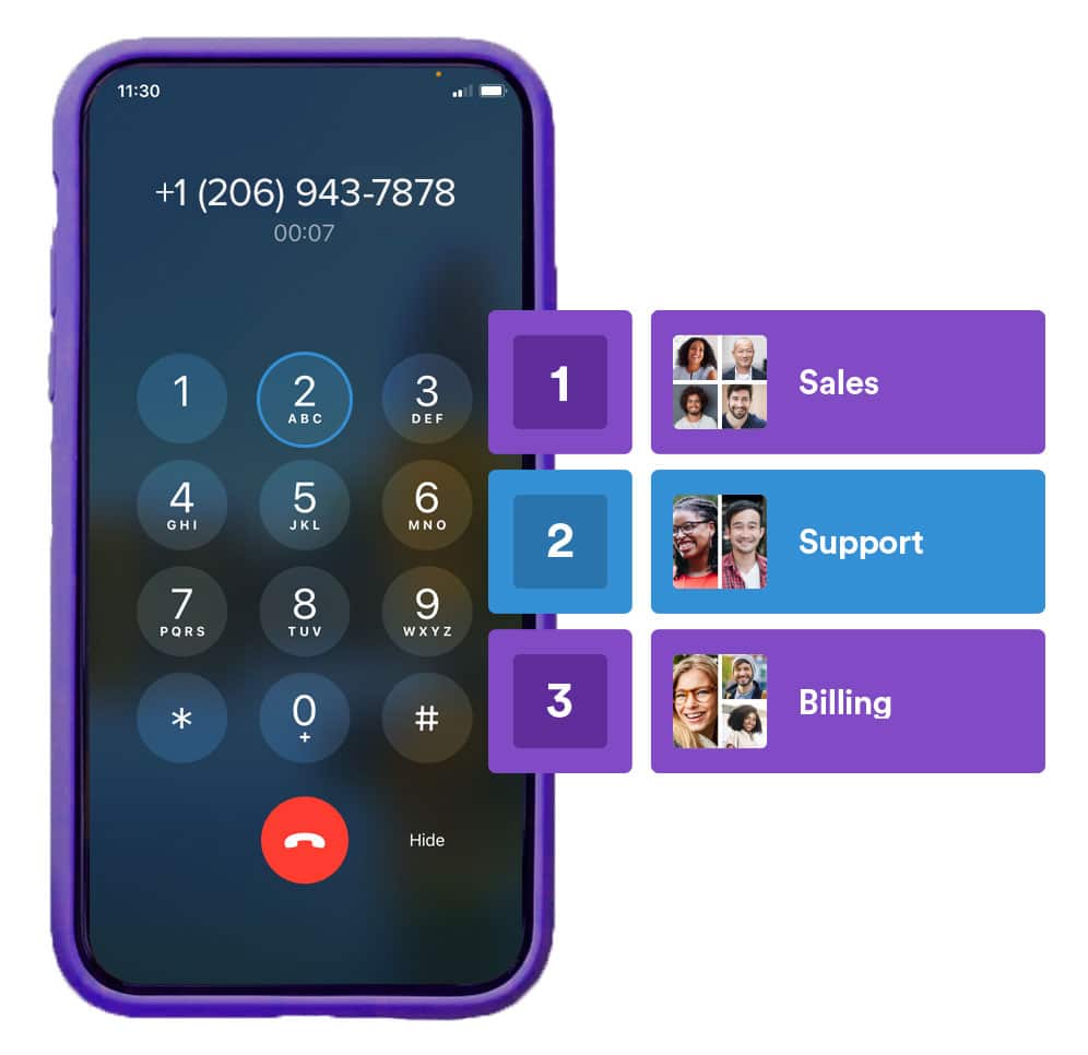 iPhone call screen with routing options
